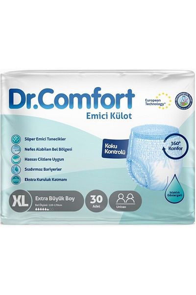 Dr.Comfort Extra Large (XL) Patient Diapers Adult Absorbent Panties - 30 Pieces Single Pack