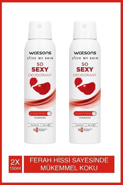Watsons So Sexy Deodorant 24 Saat Etkili Pudrasız Sprey 150 ml 2 Adet