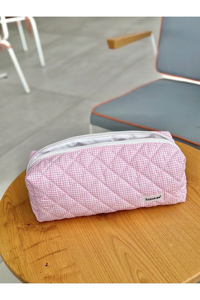 Batekso Travel Case for Hair Styler with Pink Square Pattern - Size XL