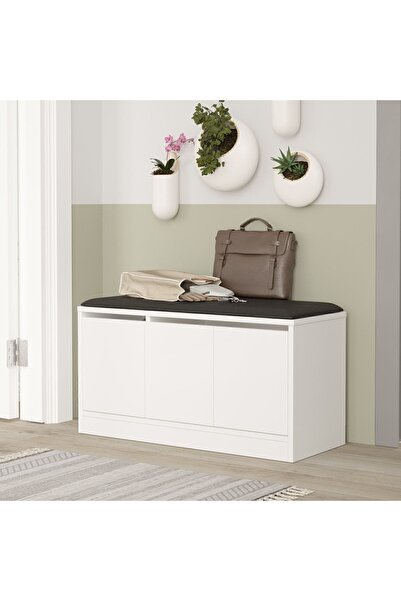 Yurudesign More Puflu Ayakkabılık 3 Kapaklı Dolap 90cm Beyaz Mr2-w