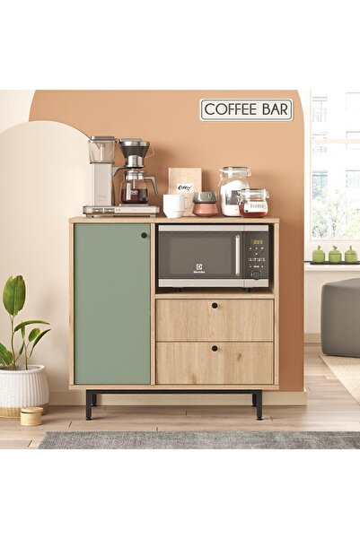 Yurudesign Royce Serisi Kahve Köşesi Çok Amaçlı Dolap Mutfak Dolabı Sepet-Ihlamur Yeşili RE1-SY