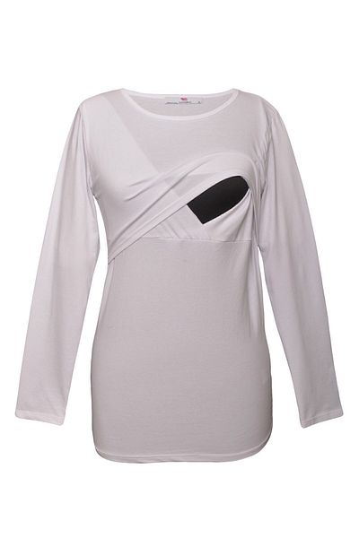 Luvmabelly 2701-2708 Tricou din bumbac cu mânecă lungă pentru alăptare de maternitate