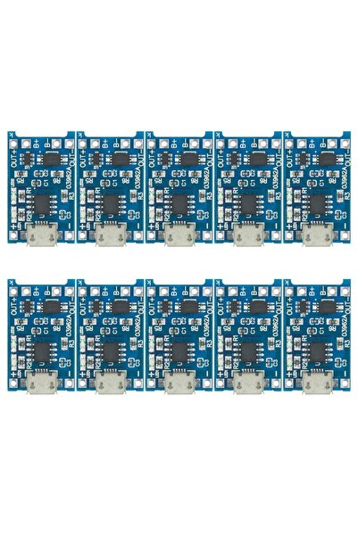 Sensör Modül 10 Adet Tp4056 Micro Usb Korumalı Lipo 18650 Pil Şarj Devresi