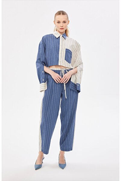 Berr-ın Blok Renk Detaylı Çizgili Pantolon