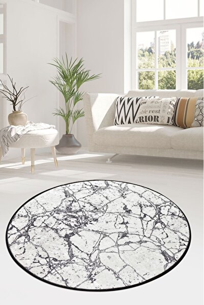 Chilai Home Marble Beyaz Dekoratif Kaymaz Taban Halı Djth