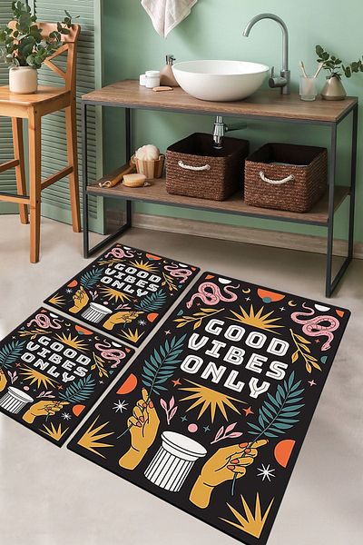 Chilai Home Snake Trınket Set of 3 Bath Rug Bath Mat Djtbanyo