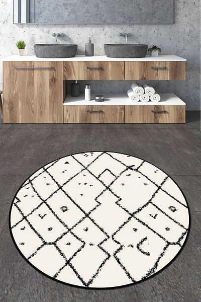 Chilai Home Μοκέτα μπάνιου διαμέτρου Dalmata Djt 140x140 cm, Χαλί μπάνιου, Χαλάκι μπάνιου που πλένεται