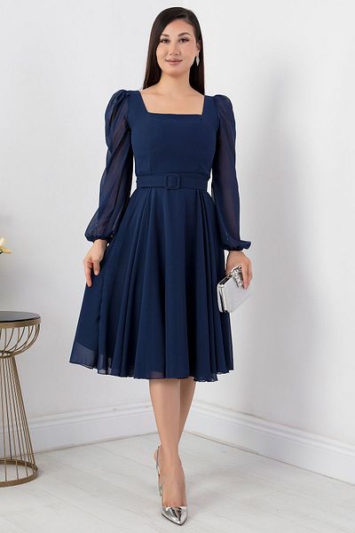 PULLIMM Chiffon Dress - Square Collar, Dns1302 Model