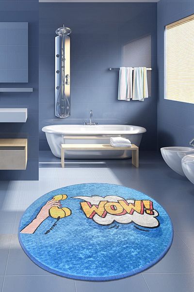 Chilai Home Wow Διάμετρος 140 εκ. Μοκέτα μπάνιου, Σφουγγαρίστρα Djth