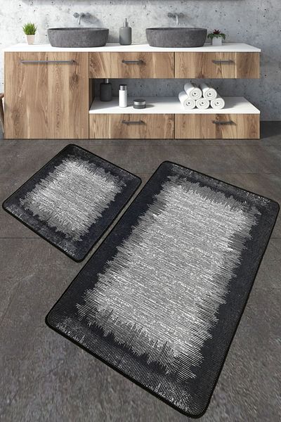 Chilai Home Esper Djt Set of 2 Bath Rug - Doormat Washable Non-Slip