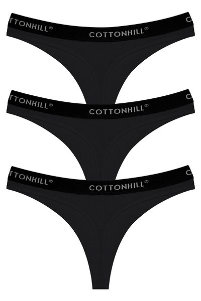 Cottonhill Pack of 3 - Cotton Basic Women's Thong Panties