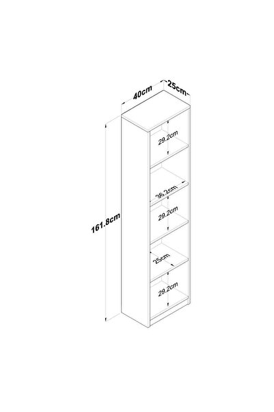 Rani Mobilya Rani Hc111 Kitaplık 5 Raflı Çalışma Odası Kütüphane Modern Duvar Rafı Antrasit