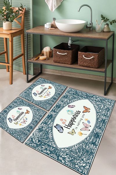 Chilai Home Callıng You Set of 3 Bath Rug Bath Mat Djtbanyo