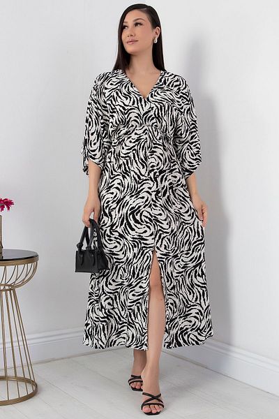 PULLIMM Rochie din viscoză cu guler dublu - VRN7625