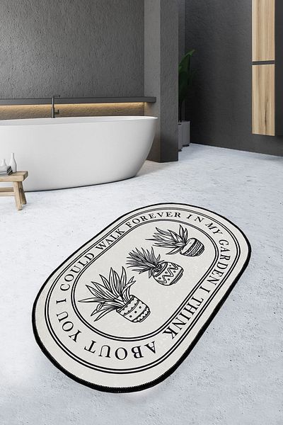 Chilai Home Walk 70X120 cm Bathroom Carpet Washable Non-Slip Floor Mat Toilet Seat Set Djth