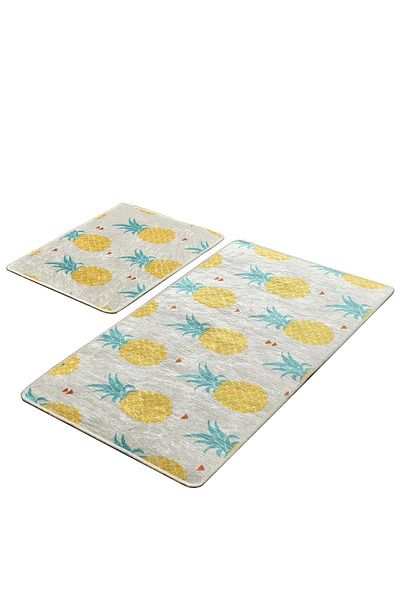 Chilai Home Pineapple Djt - Σετ 2 χαλιών μπάνιου, πλενόμενη και αντιολισθητική βάση