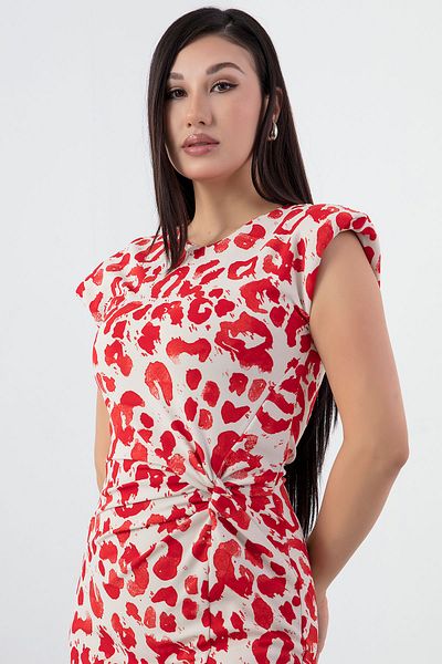 PULLIMM NY4414 Rochie creponată imprimată cu decolteu model