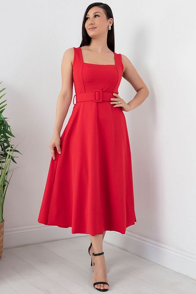PULLIMM Rochie creponată - Gât pătrat și curea, model 2024-2150