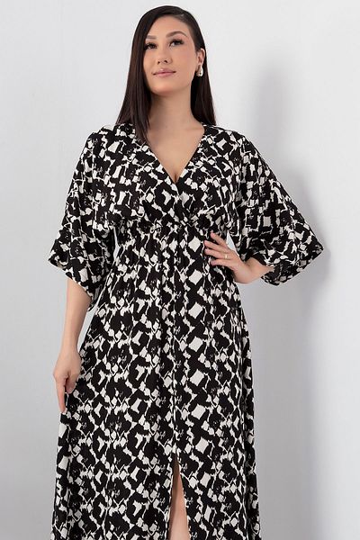PULLIMM Rochie din viscoză cu guler dublu - VRN7625