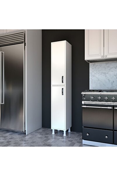 Rani Mobilya Rani F1 Çok Amaçlı Dolap 2 Kapaklı 6 Raflı Banyo Kiler Mutfak Dolabı Beyaz M1