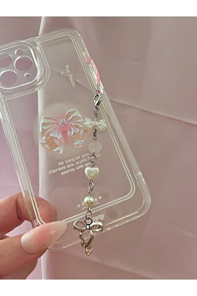 bohemian takı tasarim Coquette Pembe Kuvars Fiyonklu Telefon Charmı