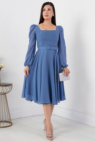 PULLIMM Rochie din șifon - Gât pătrat, model DNS1302