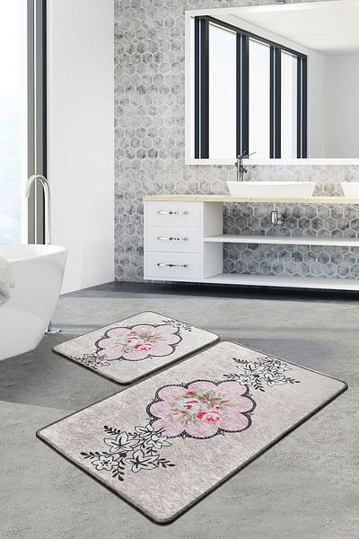Chilai Home Σετ χαλάκι μπάνιου Rosas 2 τεμαχίων και σετ τουαλέτας Djtbanyo