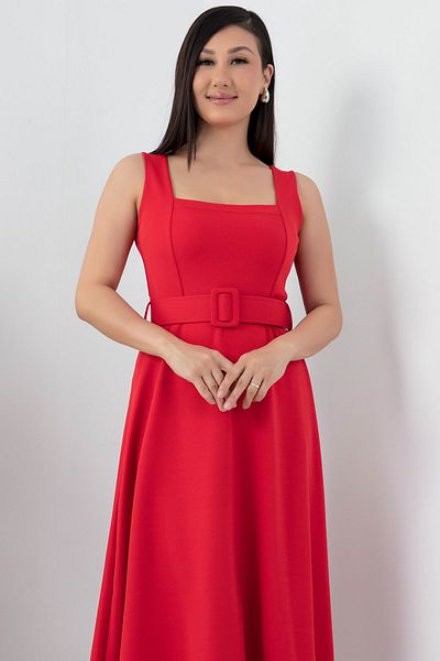 PULLIMM Rochie creponată - Gât pătrat și curea, model 2024-2150