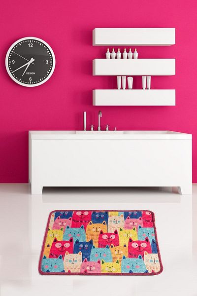 Chilai Home Χαλάκι μπάνιου Meow Πολύχρωμο 40x60 cm Djth