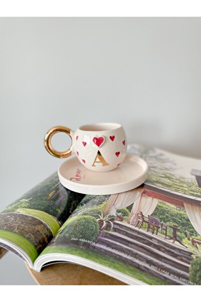 Mugtasarım كوب قهوة تركي مصنوع يدويًا من السيراميك مطلي بالذهب عيار 24 قيراط ...