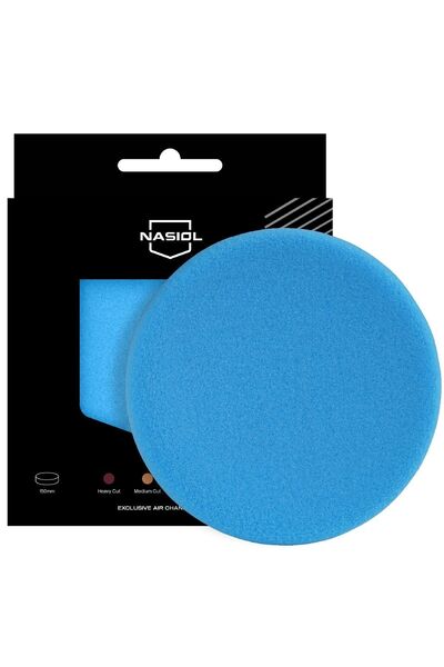 Nasiol Özel Hava Kanallı Polisaj Süngeri/Pedi-Hare Giderici-150mm-Mavi-Araç Pasta Cila Pedi