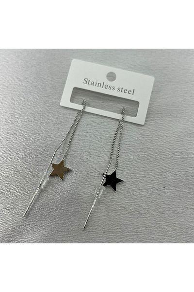Lavienta Dangle Star Interlocking Steel Earrings