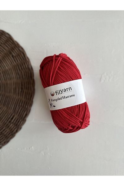 Filyarn قطن كوتون معاد تدويره من مكرامية - خيط مكرامية قطن 200 جرام - أحمر