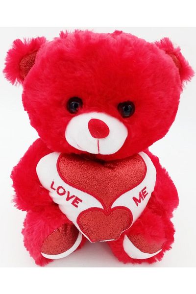 TAN EXPRESS Love Me Plush Teddy Bear - 32 cm with Red Heart