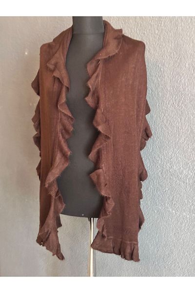 Gönülden Tasarım Γυναικείο σάλι 170x35 cm με σχέδιο βαμβακερό - Λεπτομέρεια βολάν