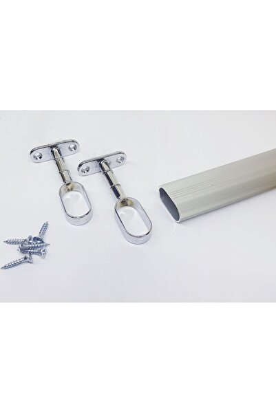 Şahin Gardırop Elbise Askı Borusu Alüminyum Dolap Borusu 1 Adet 80 Cm Ve 2 Adet Başlık