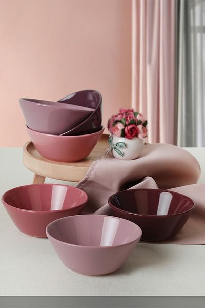 Keramika Mix Purple Hitit Bowl 14 cm 6 Τεμάχια