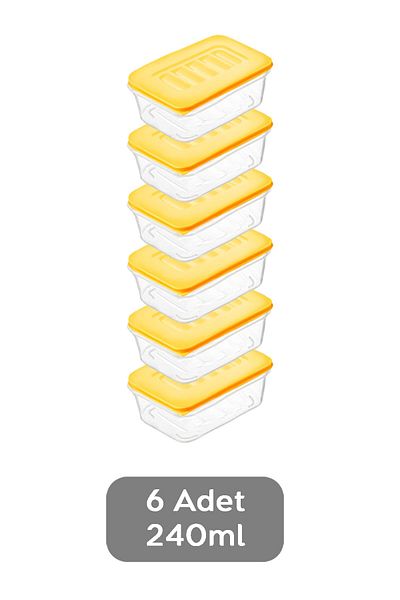 Meleni Home 6-Piece Yellow Refrigerator Organizer - Microwave and Diffuser Convenient Storage Container - 6X240Ml