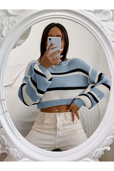 Dier Moda Pulover de damă Dier Moda cu dungi groase din tricot Thessaloniki