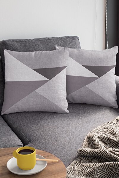 Viva Home 43x43cm Geometrik Leke Tutmaz Premium Tay Tüyü Kumaş Çift Taraflı Kırlent Yastık Kılıfı Krl392