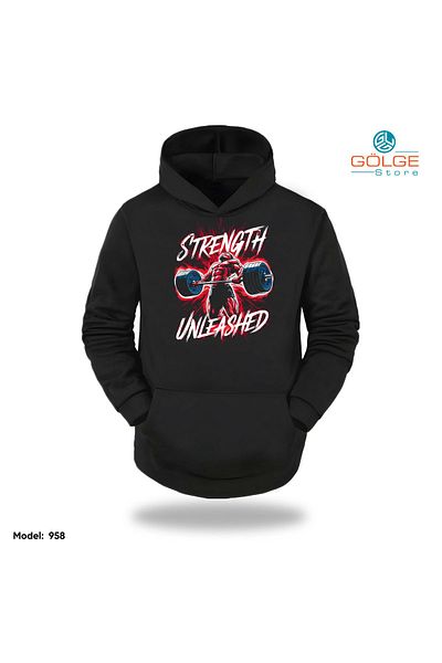 Gölge Store Унисекс суитшърт с качулка и принт GYM Body Chest Oversize