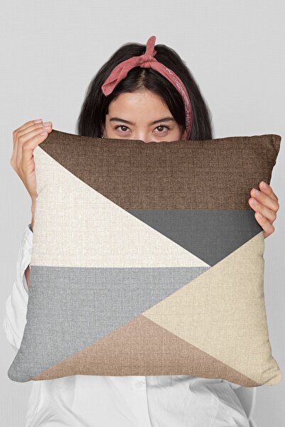 Viva Home 43x43cm Leke Tutmaz Premium Tay Tüyü Kumaş Çift Taraflı Kırlent Geometrik Yastık Kılıfı Krl391