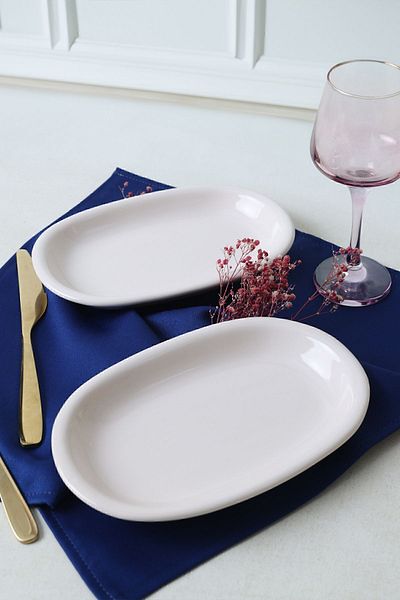 Keramika 22 Cm Cream Hitit Boat Plate - 2 Pieces 030