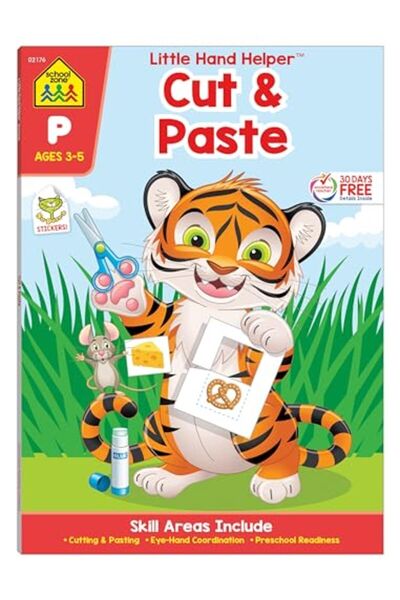 School Zone Publishing كتاب تدريبات قص ولصق مع الملصقات