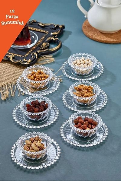 Arbu Home 12 Piece Bead Snack Bowl Sugar Bowl and Jam Set
