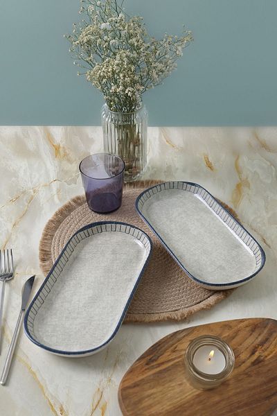 Keramika Mosaic Marvels 28 cm Boat Plate - 2 Pieces 21621