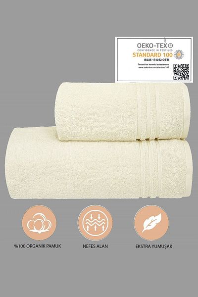 Dotamess 100% Organic Cotton Milano Premium 2-Piece Bath Towel Set: 1 Bath Towel and 1 Hand, Face Towel