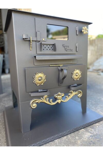 KAAN KUZİNE Izgaralı Kuzine Camlı Şömineli Fırınlı Soba