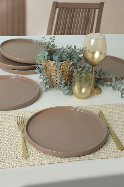 Keramika Farfurie de Servire Stackable Mat Soil Taupe 27 Cm 6 Bucuri 977