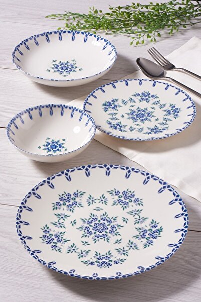 Güral Porselen Camelıa 24 Parça 6 Kişilik Bone Yemek Takımı - 1654